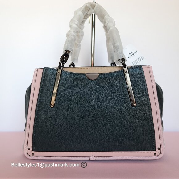 COACH Dreamer 27 In Colorblocked Pebbled Leather-Pine Green Aurora Multi ⭐ - Picture 6 of 16